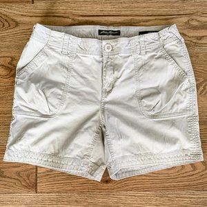 Eddie Bauer Ripstop Shorts Flat Front Gray Stretch Women's 6